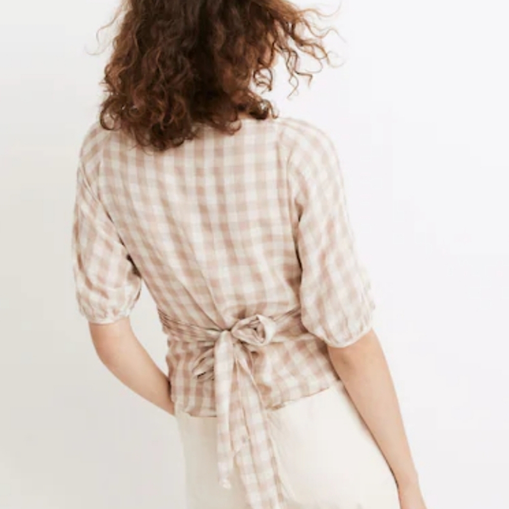 Madewell Plaid Wrap Top - Picture 2 of 7